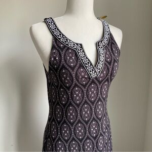 Sleeveless Black & White Patterned Midi Dress